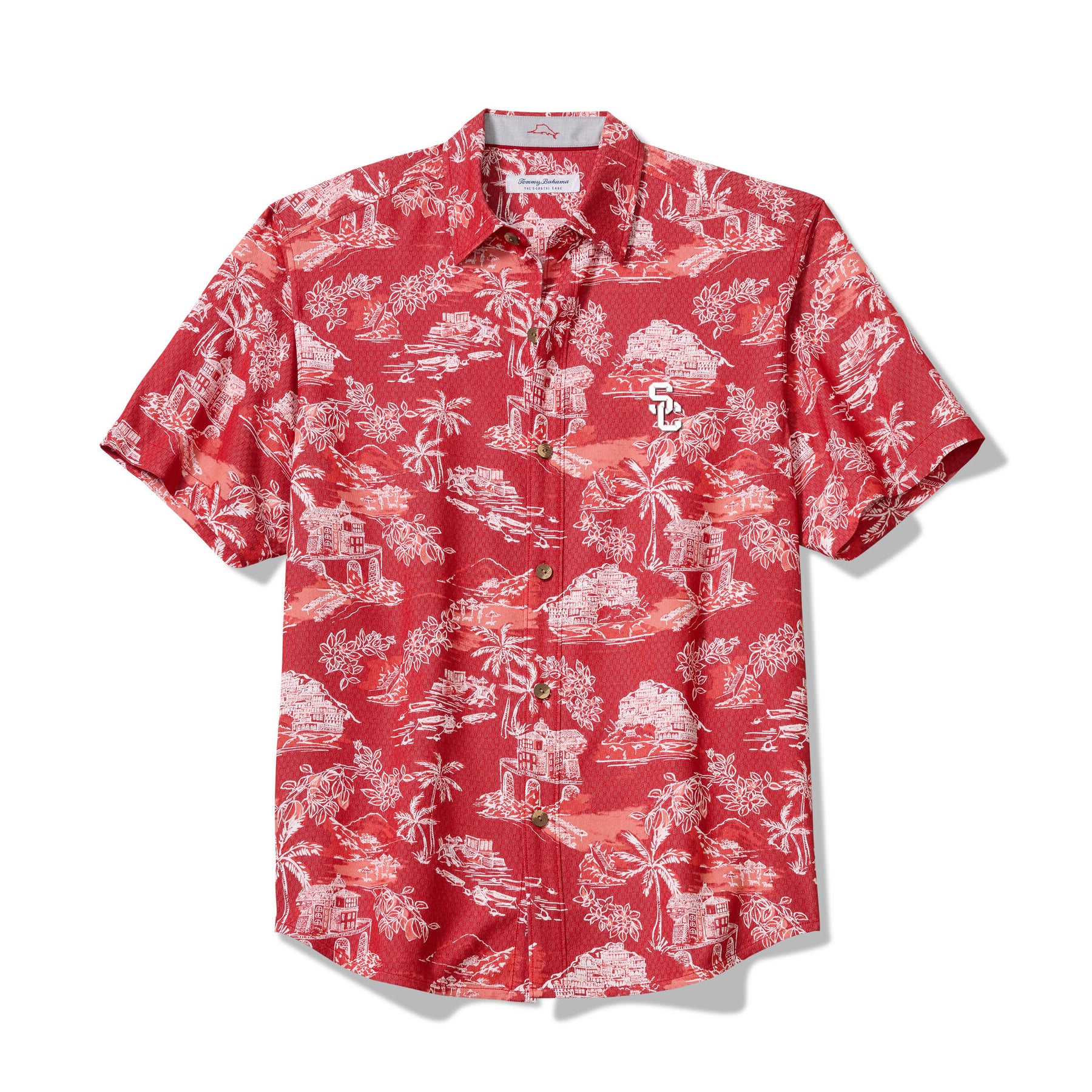 Men's Tommy Bahama Cardinal USC Trojans Coastal Ease Paradise Isle Camp Button-Up Shirt