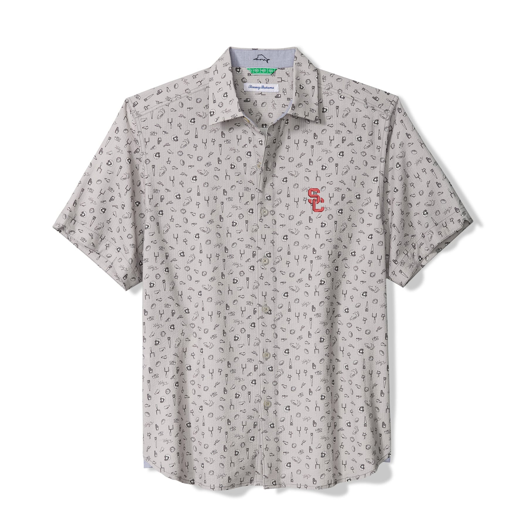 Men's Tommy Bahama Gray USC Trojans Playa Playbook Camp IslandZone Button-Up Shirt