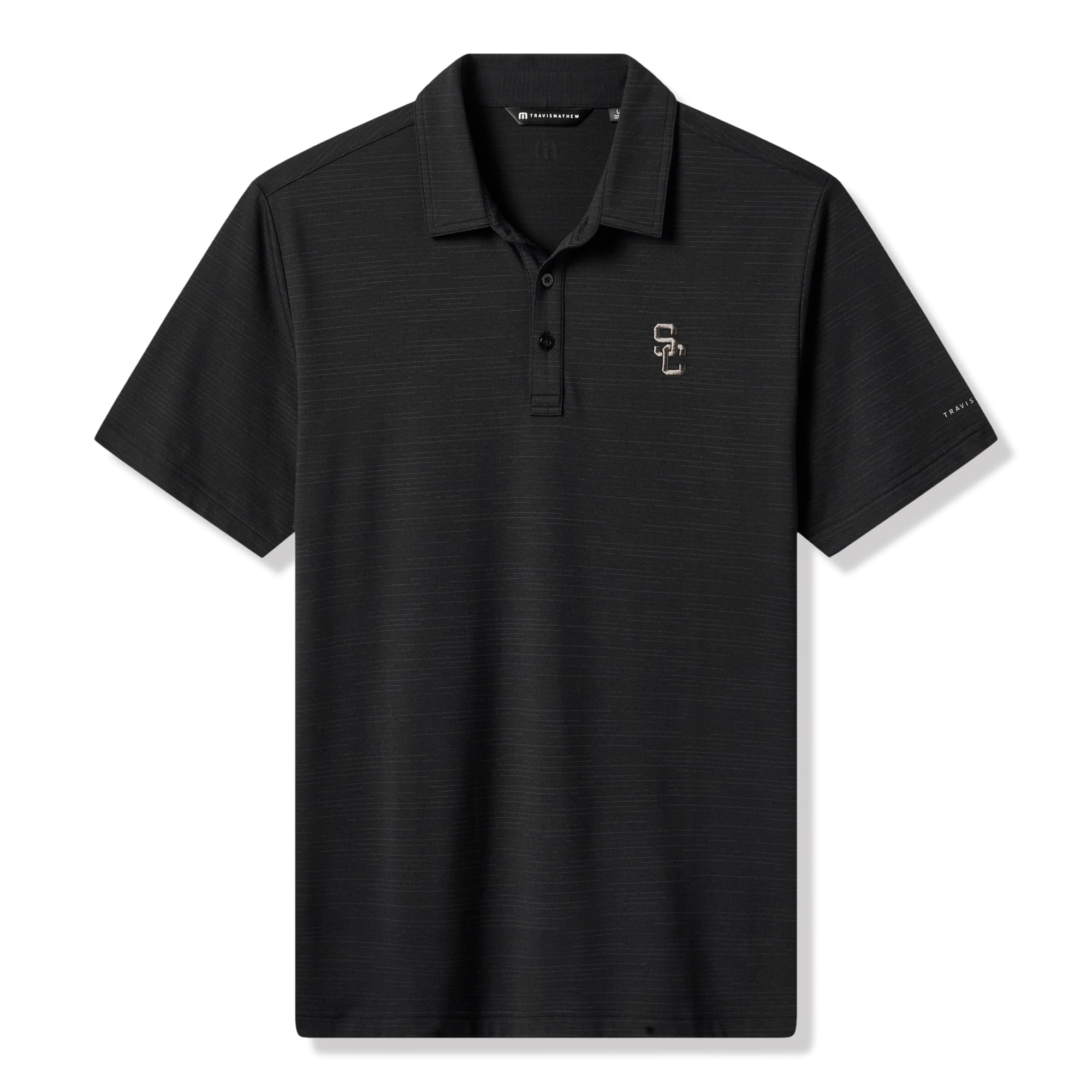Men's TravisMathew Black USC Trojans Halftime Show Heater Tri-Blend Polo