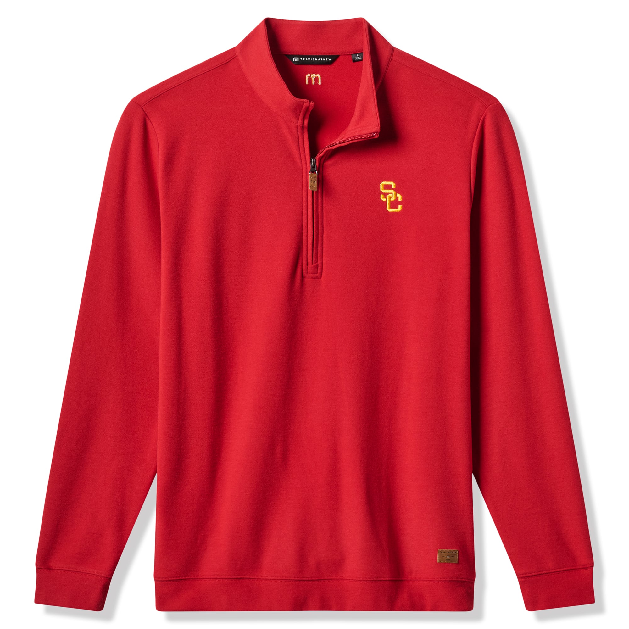 Men's TravisMathew Cardinal USC Trojans Cloud Home Game Quarter-Zip Tri-Blend Pullover