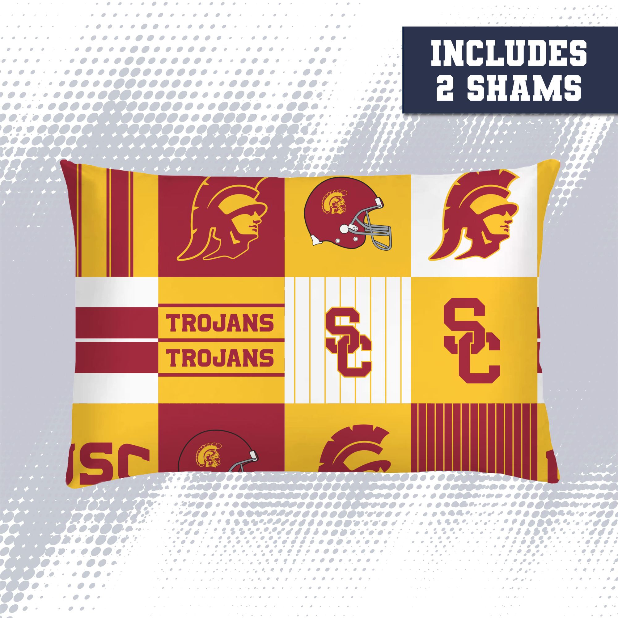Pegasus USC Trojans Patchwork Plaid Three-Piece Full/Queen Bed in a Bag Set