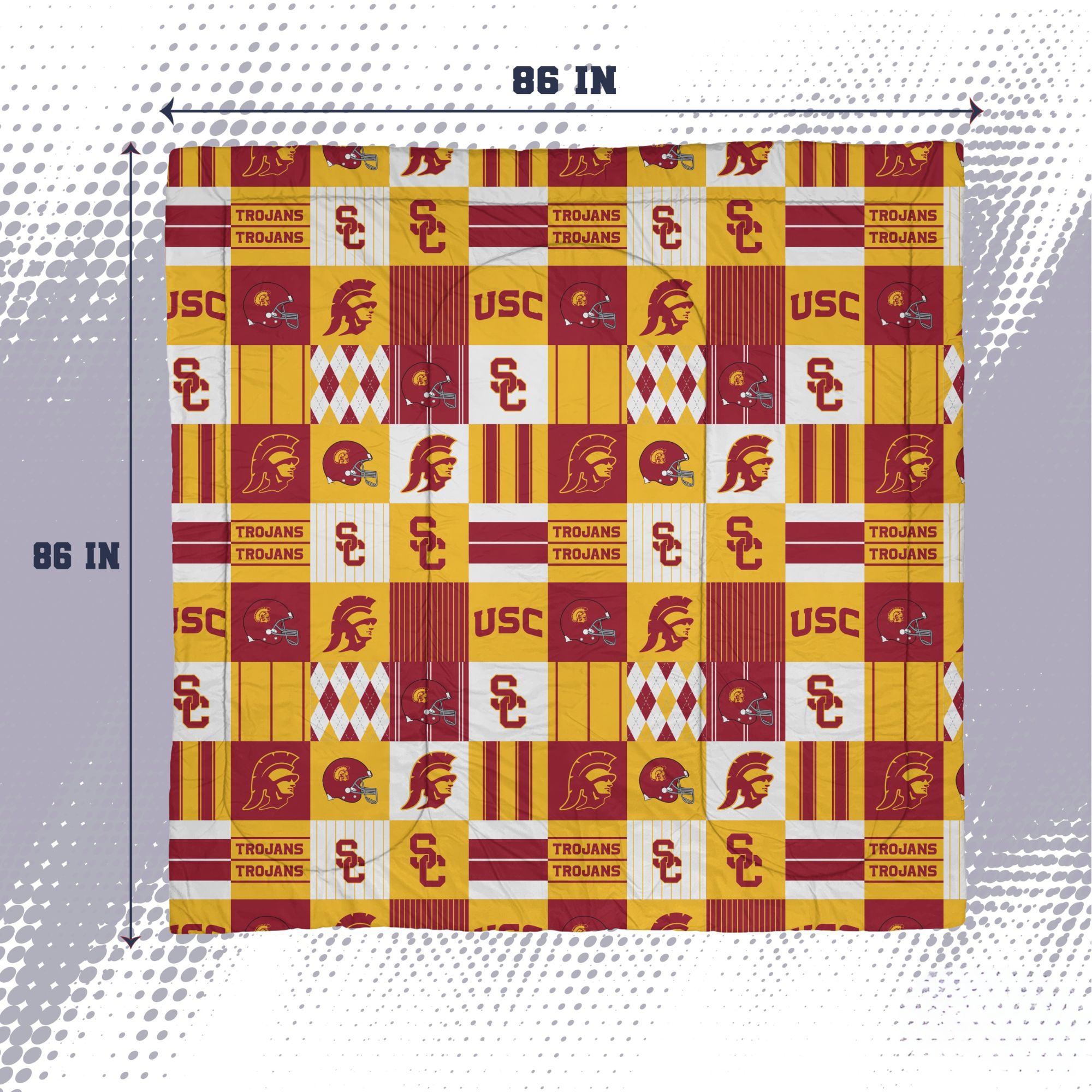 Pegasus USC Trojans Patchwork Plaid Three-Piece Full/Queen Bed in a Bag Set