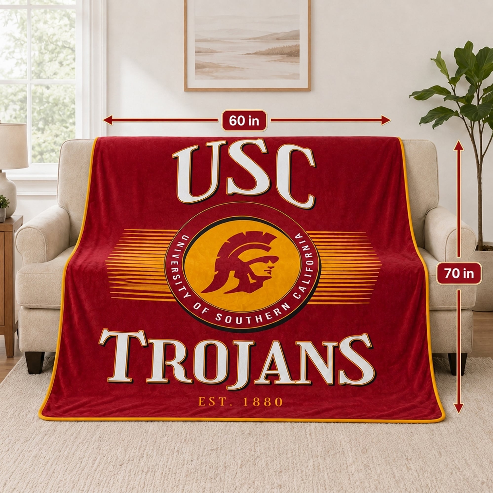 Pegasus USC Trojans Spotlight Arch 60" x 70" Ultra Soft Throw Blanket