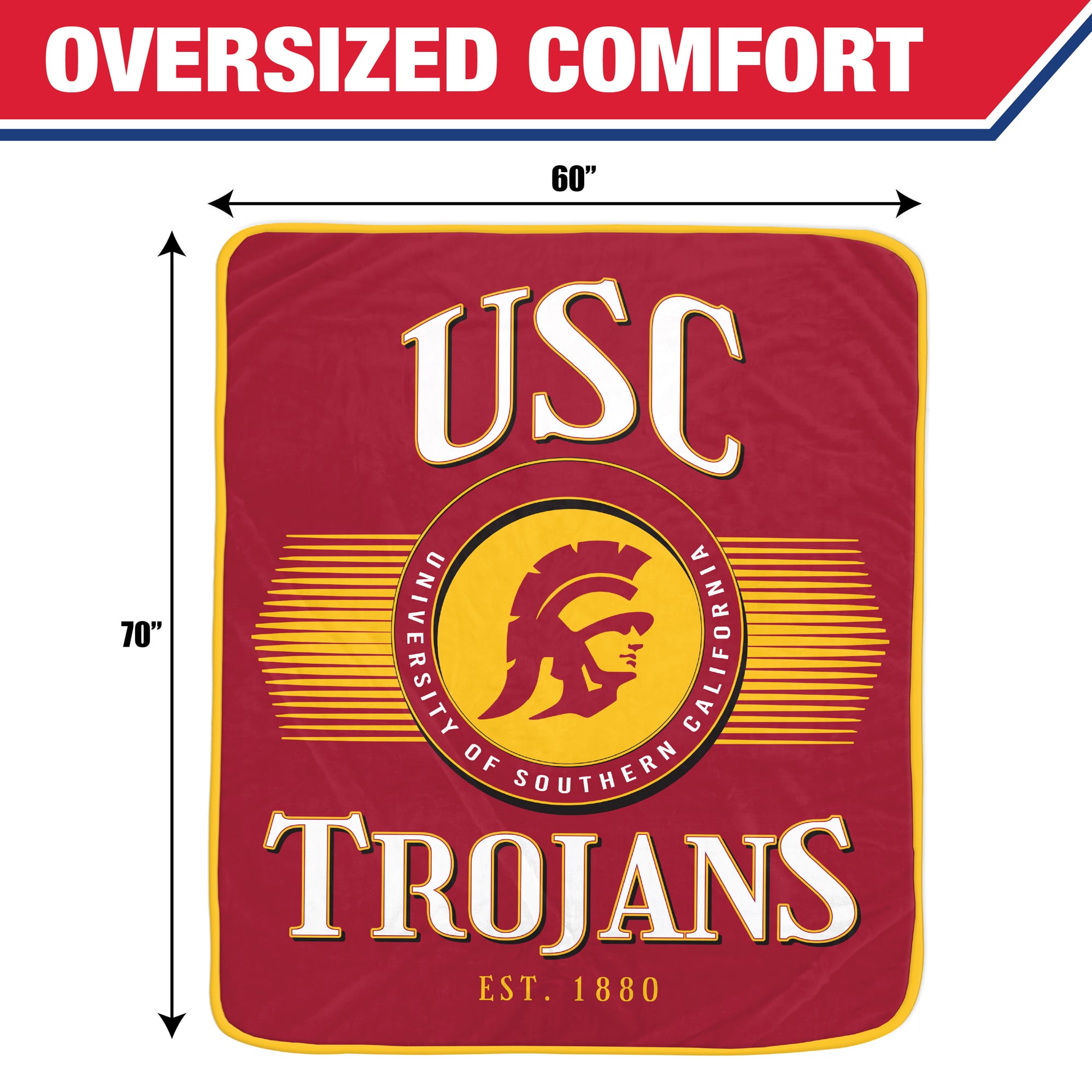Pegasus USC Trojans Spotlight Arch 60" x 70" Ultra Soft Throw Blanket