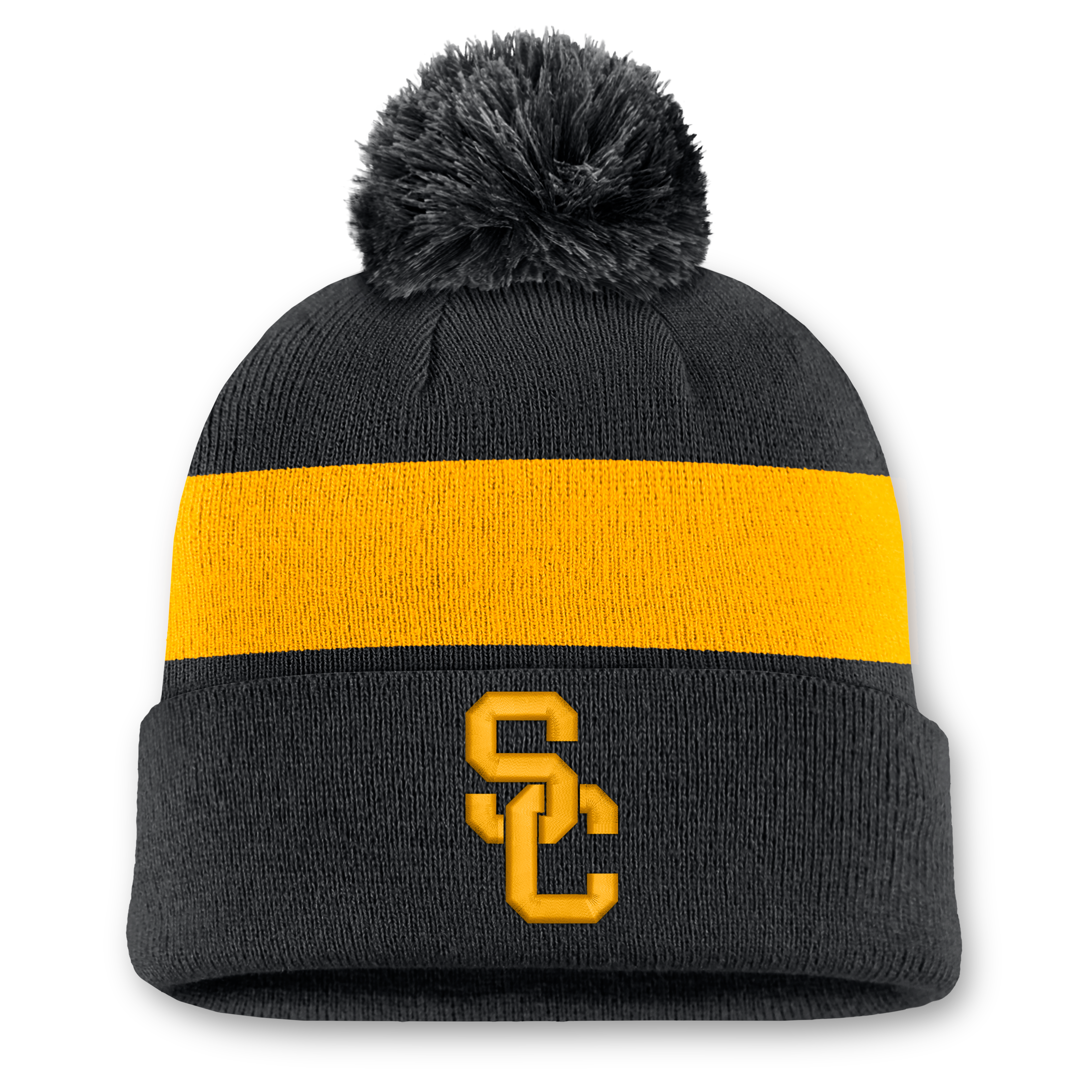 Bonnet unisexe Nike noir USC Trojans Primetime Stripe à revers et pompon
