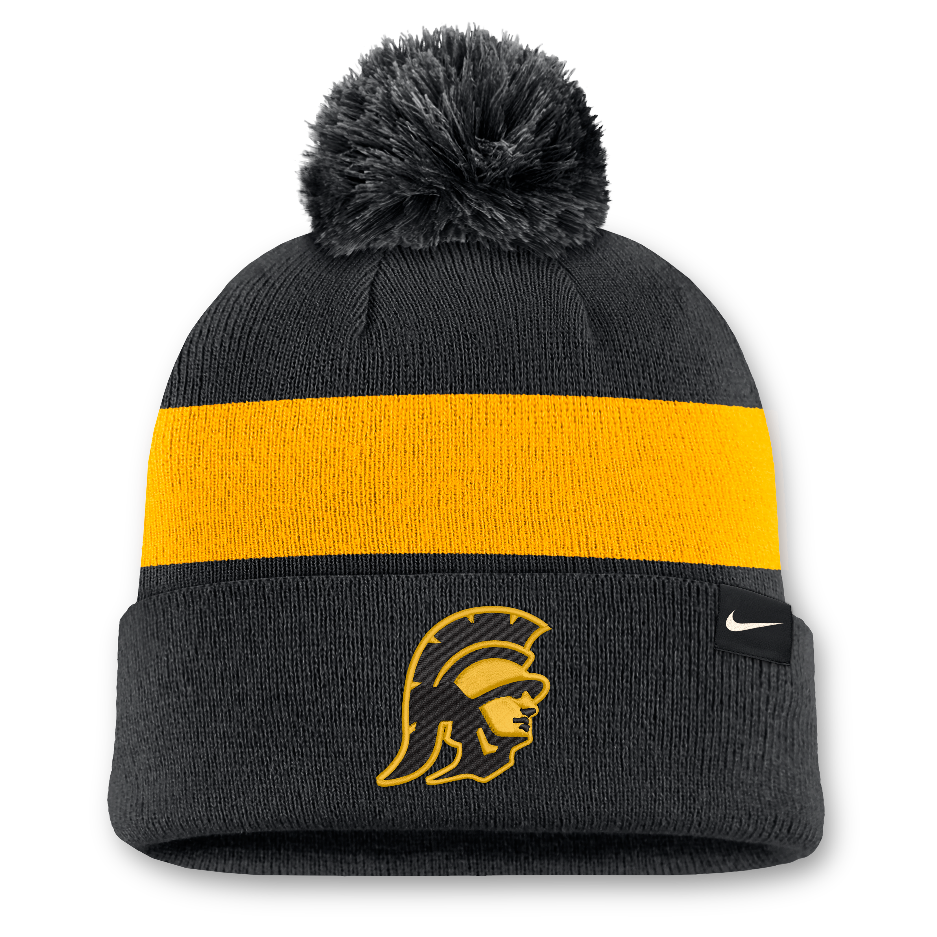 Bonnet unisexe Nike noir USC Trojans Primetime Stripe à revers et pompon