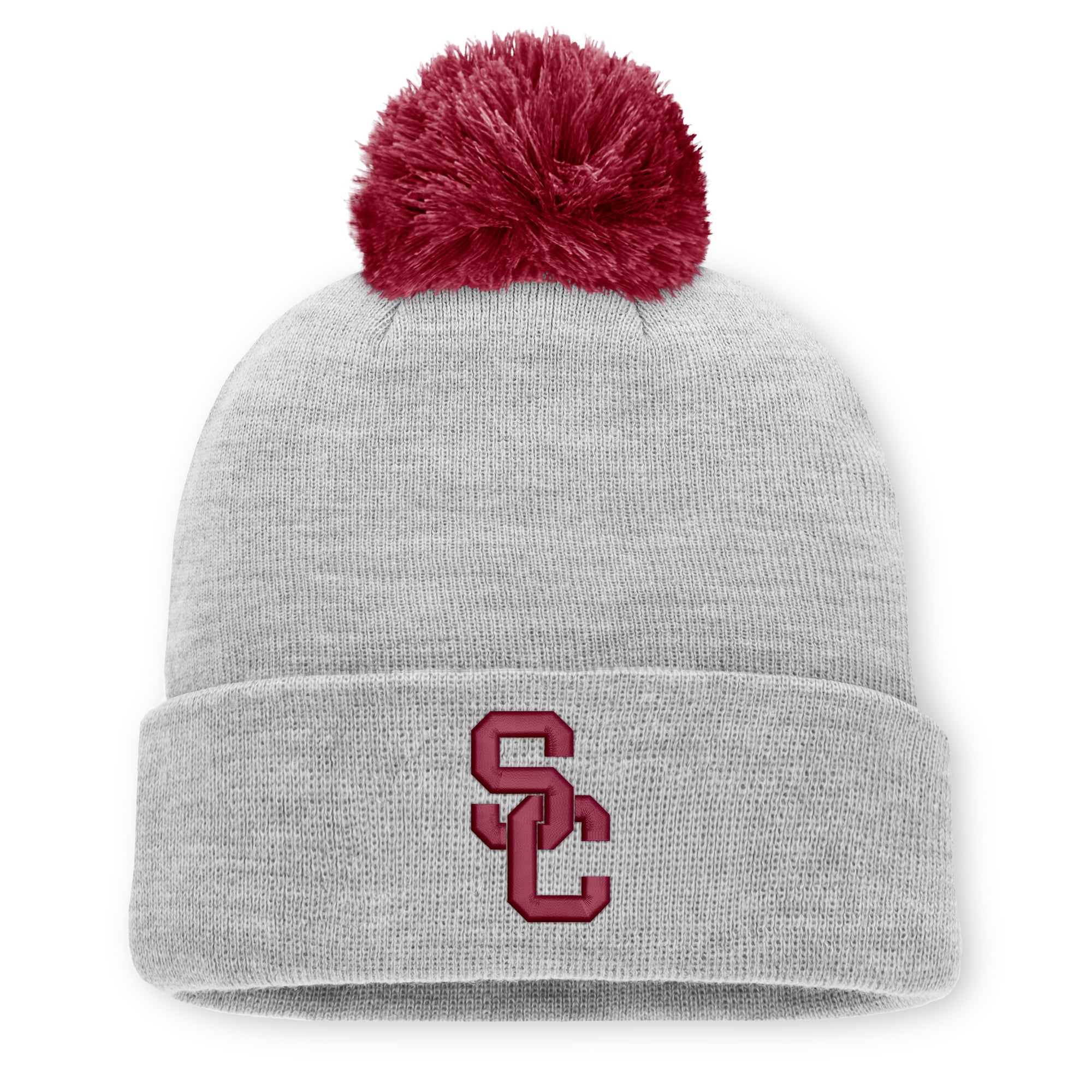 Bonnet unisexe Nike gris chiné USC Trojans Primetime Script à revers et pompon