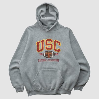 USC Trojans Russell 2003 Hooded Pullover Sweatshirt - Heather Gray - L by Fanatics Real Vintage