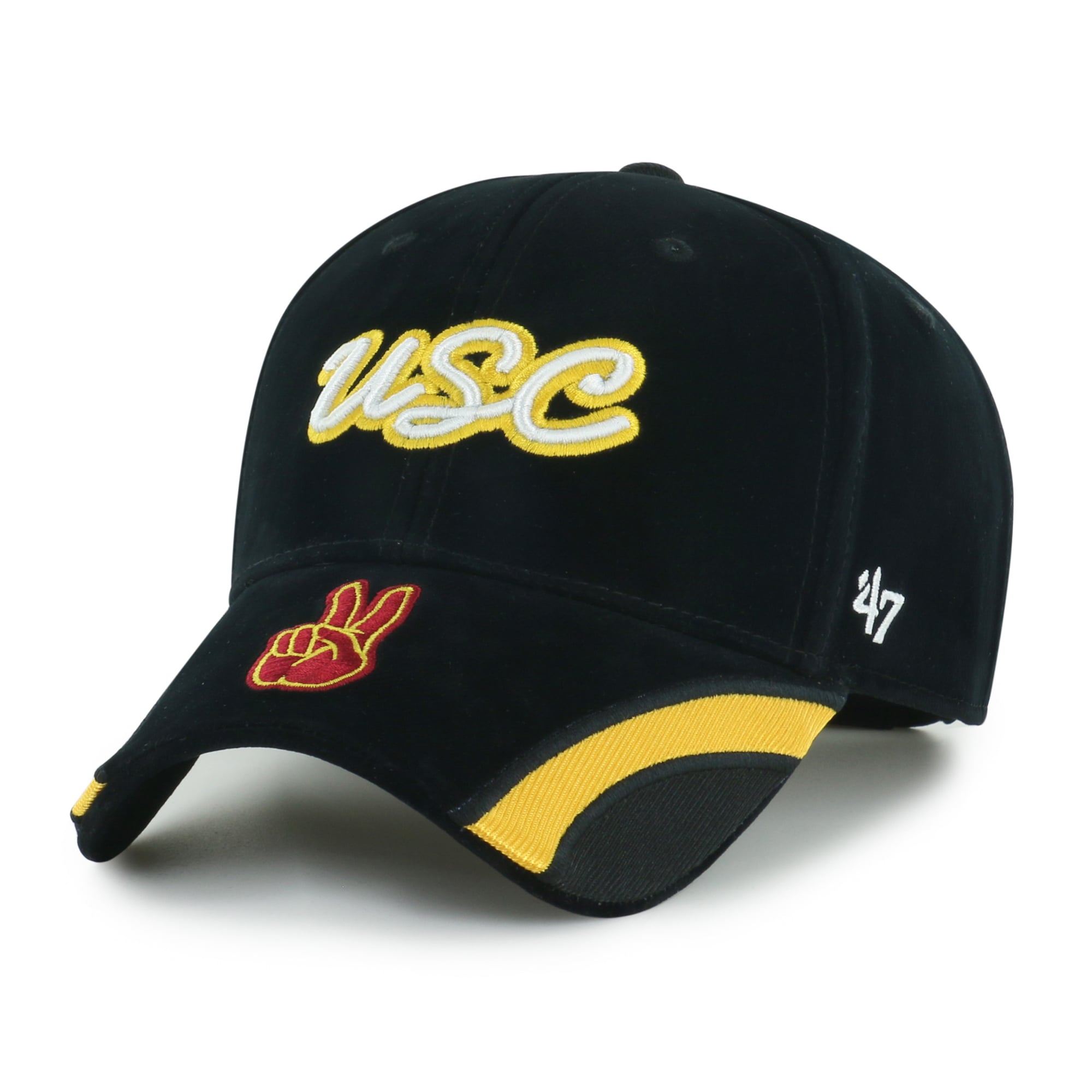Casquette ajustable USC Trojans en velours denim noir '47 avec inscription MVP