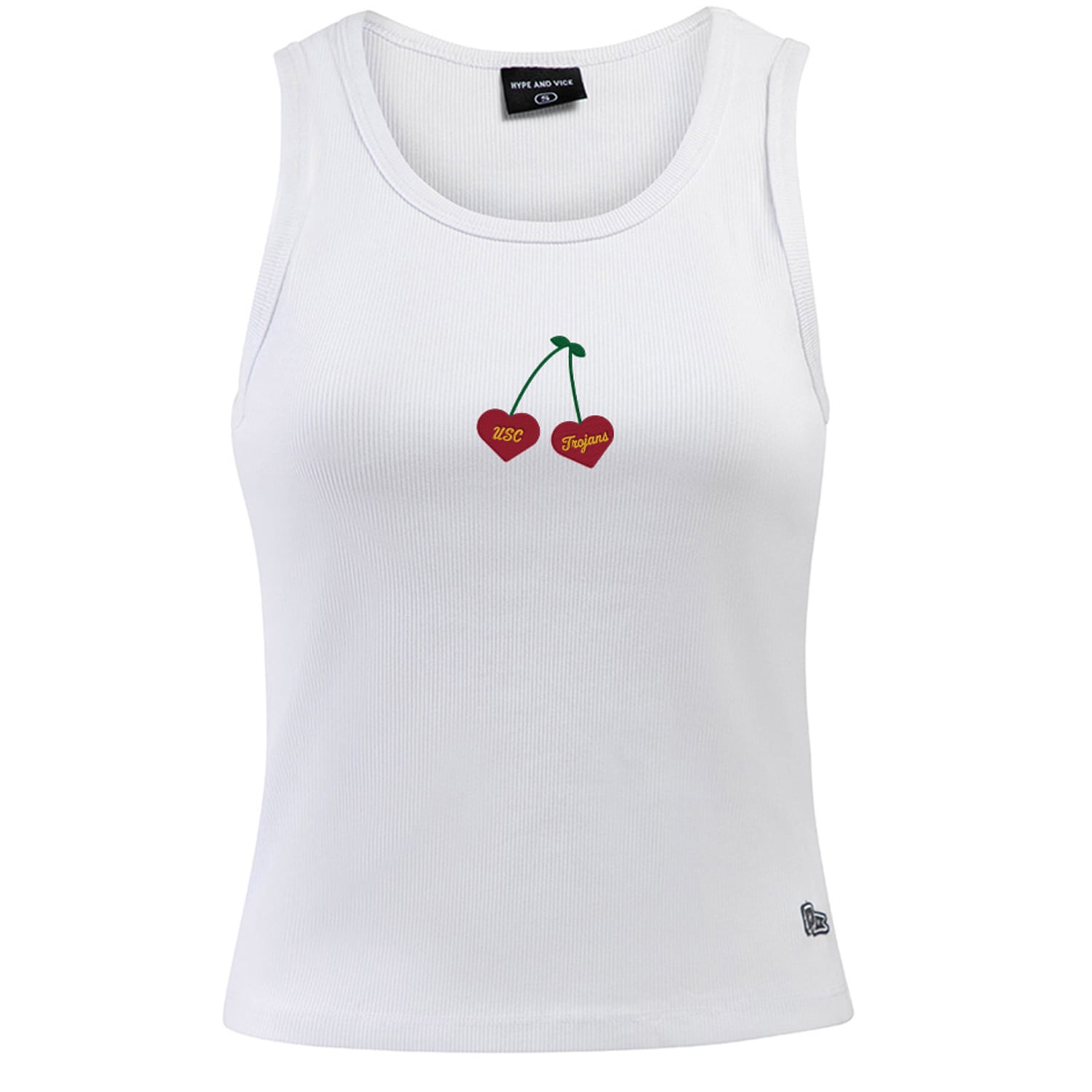 Women's Hype and Vice  White USC Trojans Cropped Cherry Ribbed Tank Top