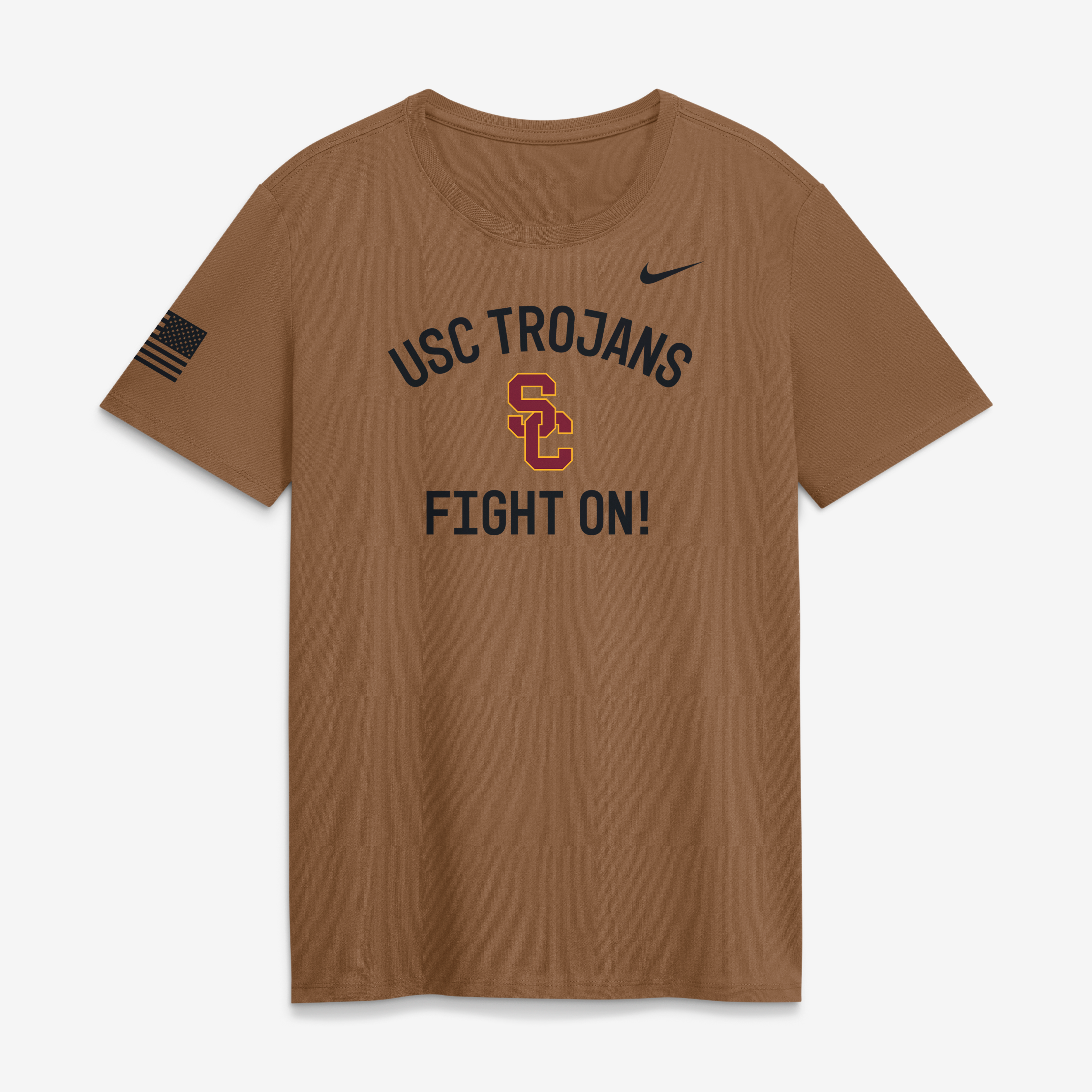 T-shirt Nike Dri-FIT marron pour femmes USC Trojans 2026, hommage aux militaires