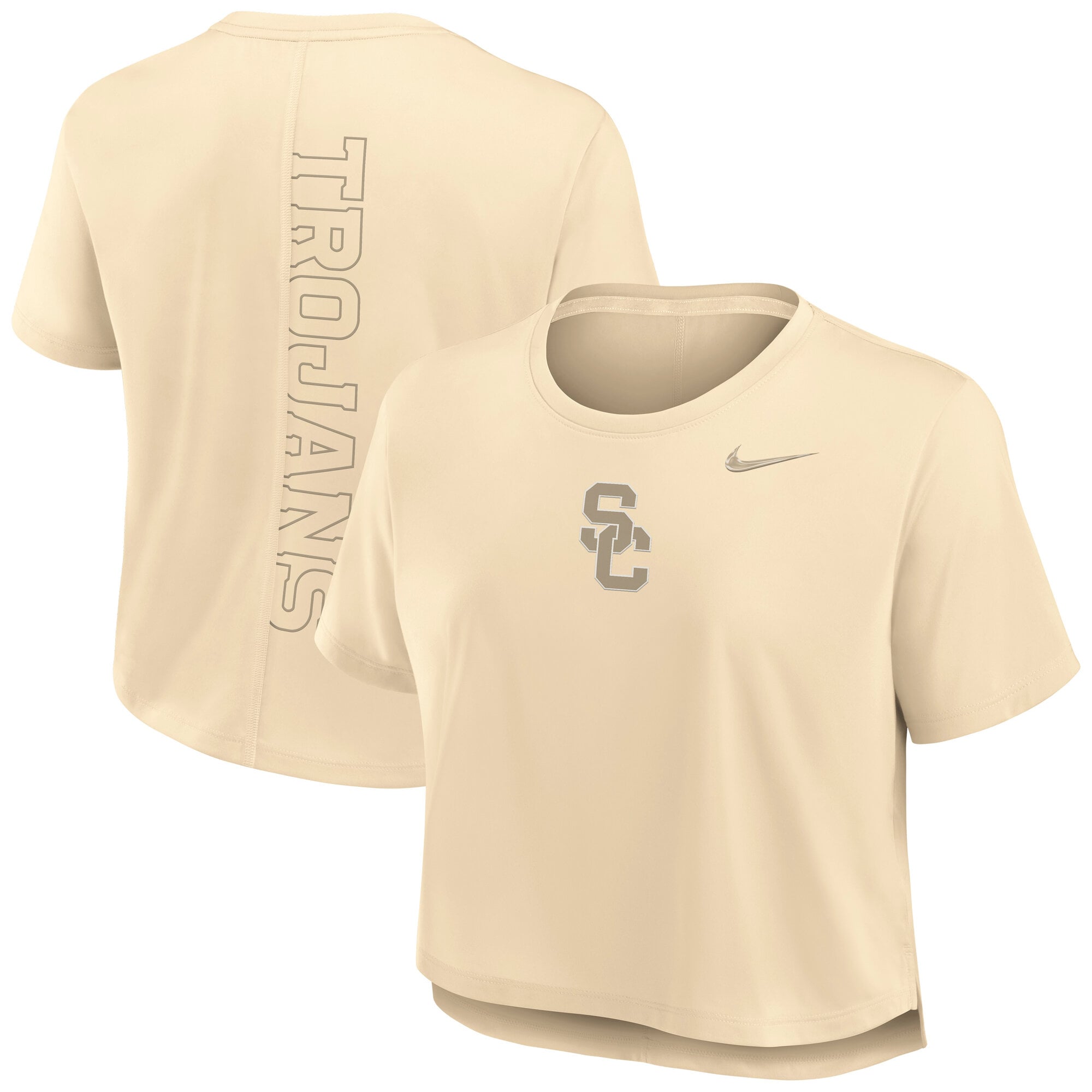 Women's Nike Tan USC Trojans Dri-FIT Cropped T-Shirt
