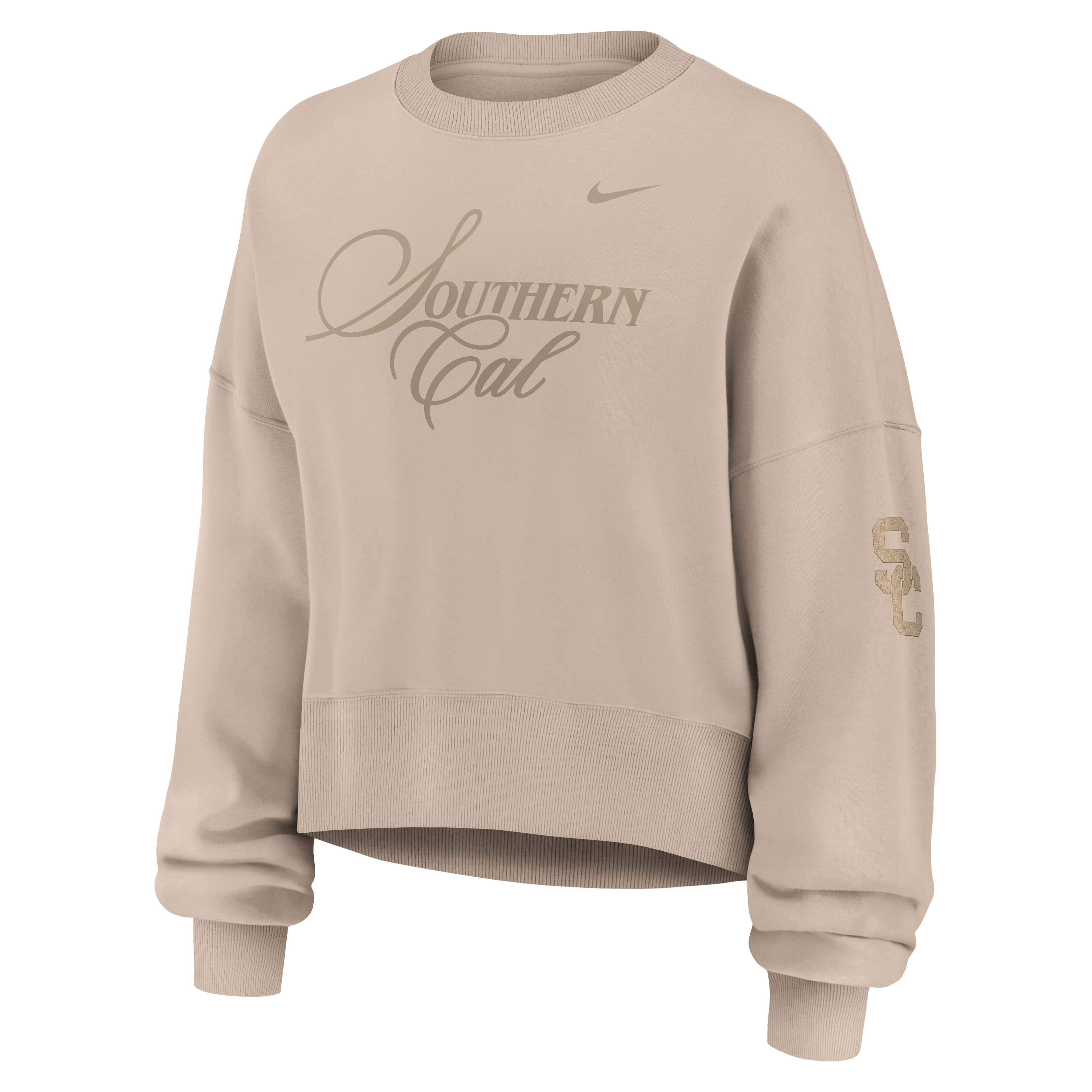 Women's Nike Tan USC Trojans Neutral Stance Collection Oversized Phoenix Fleece Sweatshirt