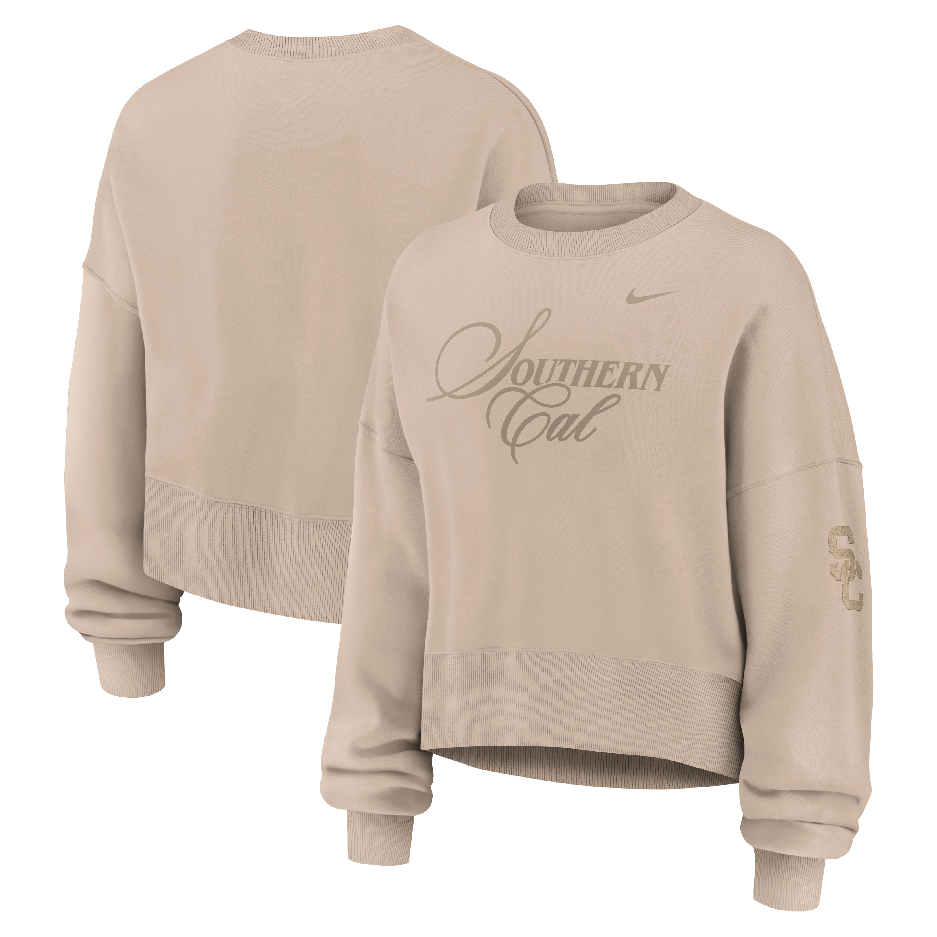 Women's Nike Tan USC Trojans Neutral Stance Collection Oversized Phoenix Fleece Sweatshirt