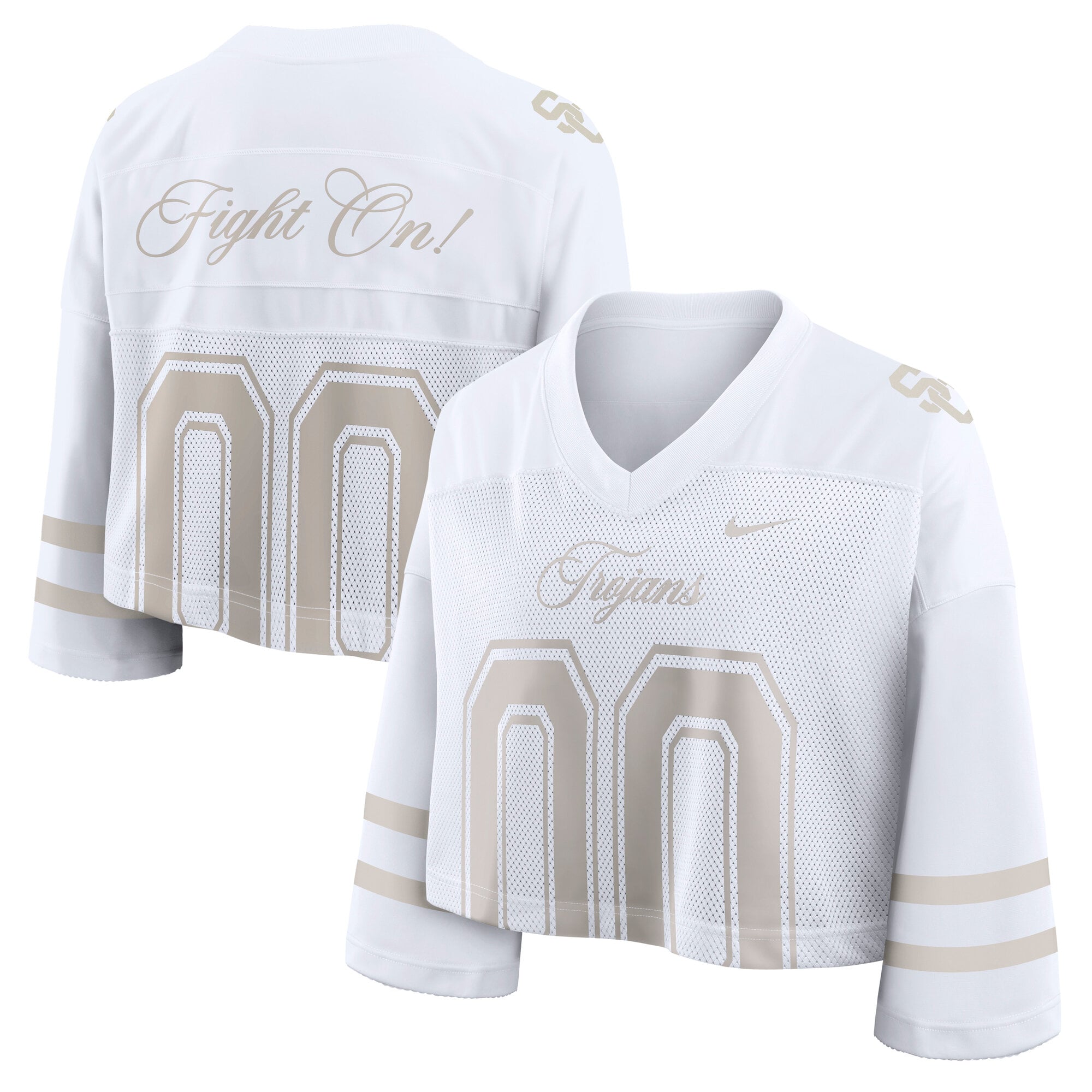 Women's Nike  White USC Trojans Oversized Neutral Stance Collection Cropped Jersey