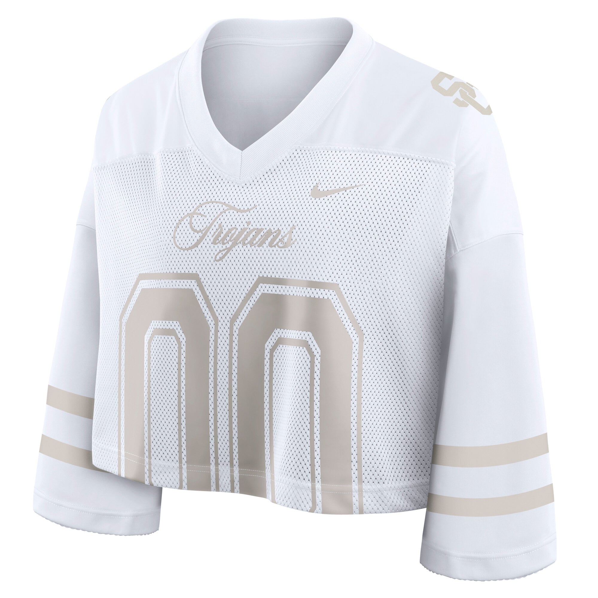 Women's Nike  White USC Trojans Oversized Neutral Stance Collection Cropped Jersey