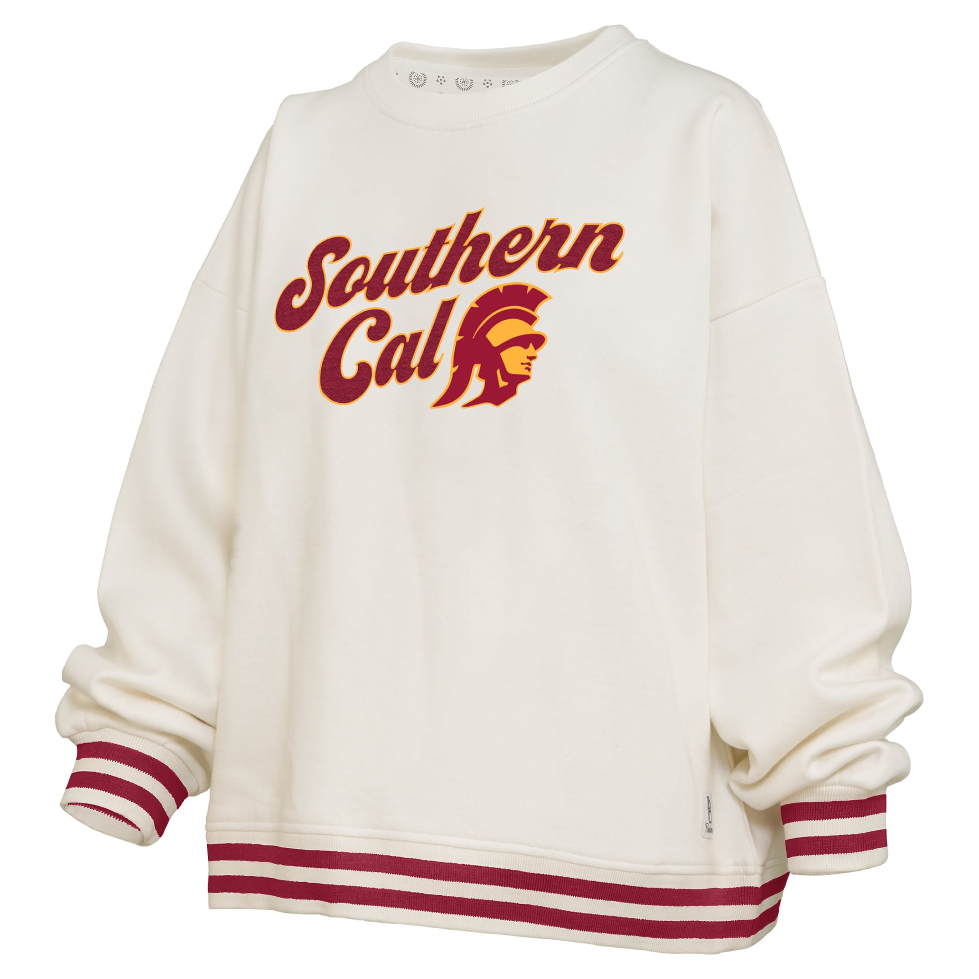 Sweat-shirt côtelé en chenille crème USC Trojans Bonanza pour femme, Pressbox