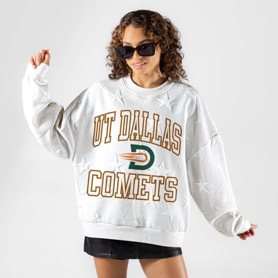 UT Dallas Gameday Couture Women's  Big Play Energy Tonal Star Embossed Sweatshirt - White