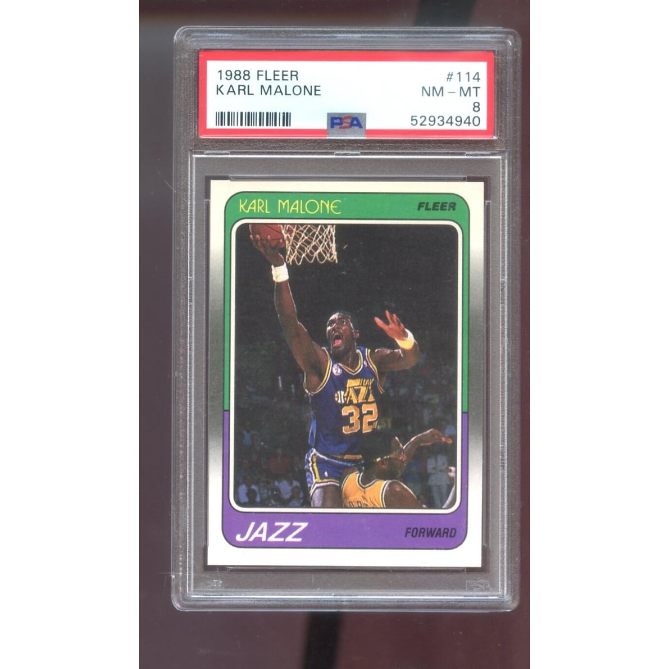 1989 Fleer Karl Malone Basketball Card PSA 8 Jazz