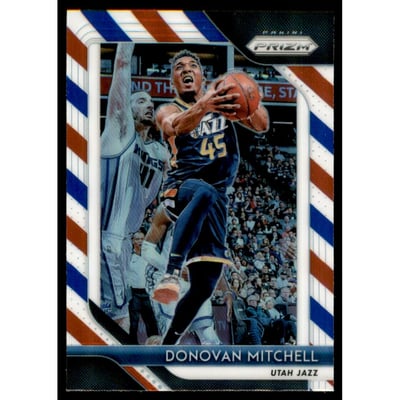 2018-19 Panini Prizm Prizms Red White and Blue #143 Donovan Mitchell