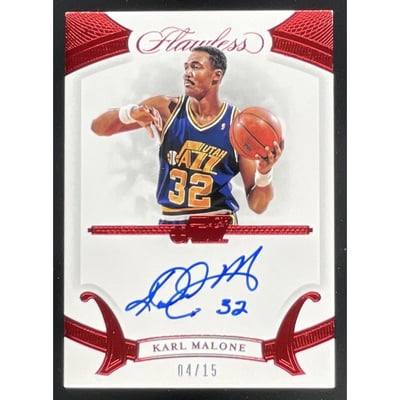 2019-20 Panini Flawless Autographs Ruby #FA-KML Karl Malone Auto /15