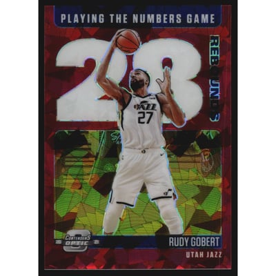 2020-21 Panini Contenders Optic Playing the Numbers Game Red Cracked Ice #22 Rudy Gobert