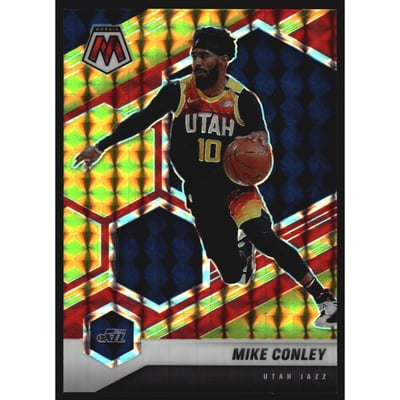 2020-21 Panini Mosaic Mosaic Choice Fusion Red and Yellow #125 Mike Conley