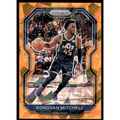 2020-21 Panini Prizm Prizms Orange Ice #67 Donovan Mitchell