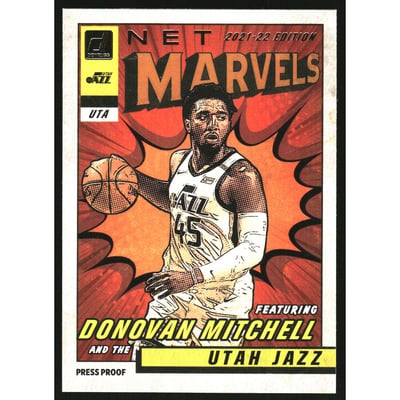 2021-22 Donruss Net Marvels Press Proof Black Letters #3 Donovan Mitchell