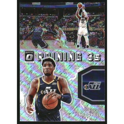 2021-22 Donruss Optic Raining 3s Holo #8 Donovan Mitchell