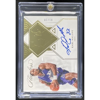 2021-22 Panini Flawless 75th Team Autographs Gold #75A-KML Karl Malone Auto /10
