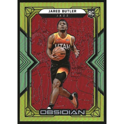 2021-22 Panini Obsidian Electric Etch Red Yellow Green Flood #180 Jared Butler