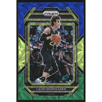 2022-23 Panini Prizm Prizms Choice Blue Yellow and Green #74 Lauri Markkanen