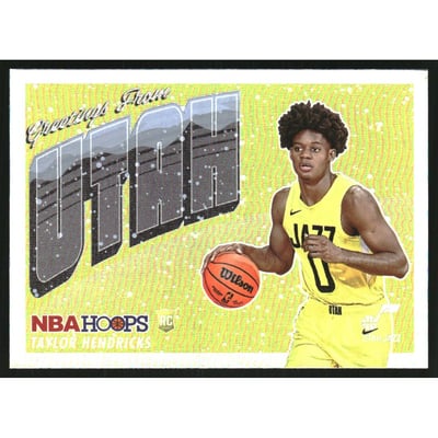 2023-24 Hoops Rookie Greetings Winter Holo #15 Taylor Hendricks