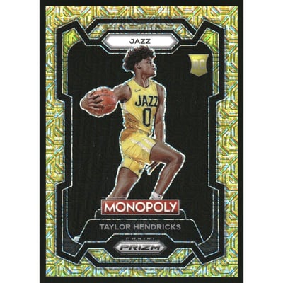 2023-24 Panini Prizm Monopoly Gold Millionaire Shimmer #86 Taylor Hendricks