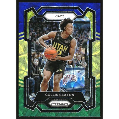 2023-24 Panini Prizm Prizms Choice Blue Yellow and Green #13 Collin Sexton