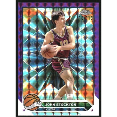2023-24 Topps Chrome Purple Geometric Refractors #149 John Stockton