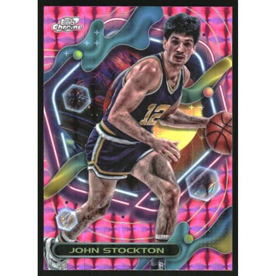 2023-24 Topps Cosmic Chrome Pink Galaxy Refractors #147 John Stockton