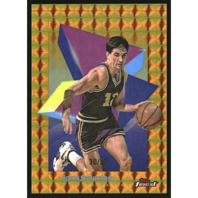 2024-25 Finest Gold Geometric Refractors #95 John Stockton C