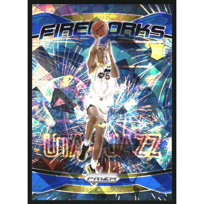 2024-25 Panini Prizm Fireworks Prizms Blue Ice #18 Cody Williams