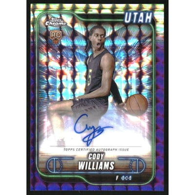 2024-25 Topps Chrome Autographs Purple Geometric Refractors #TCACWI Cody Williams