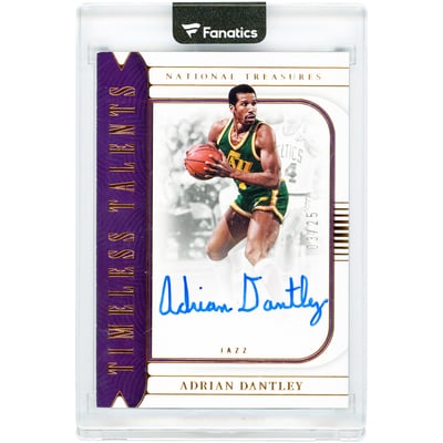 Carte autographiée d'Adrian Dantley (Utah Jazz) 2022-23 Panini National Treasures Timeless Talents #TTS-ADD #3/25