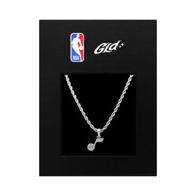 Utah Jazz GLD 14K White Gold Logo Pendant & 20" Rope Chain