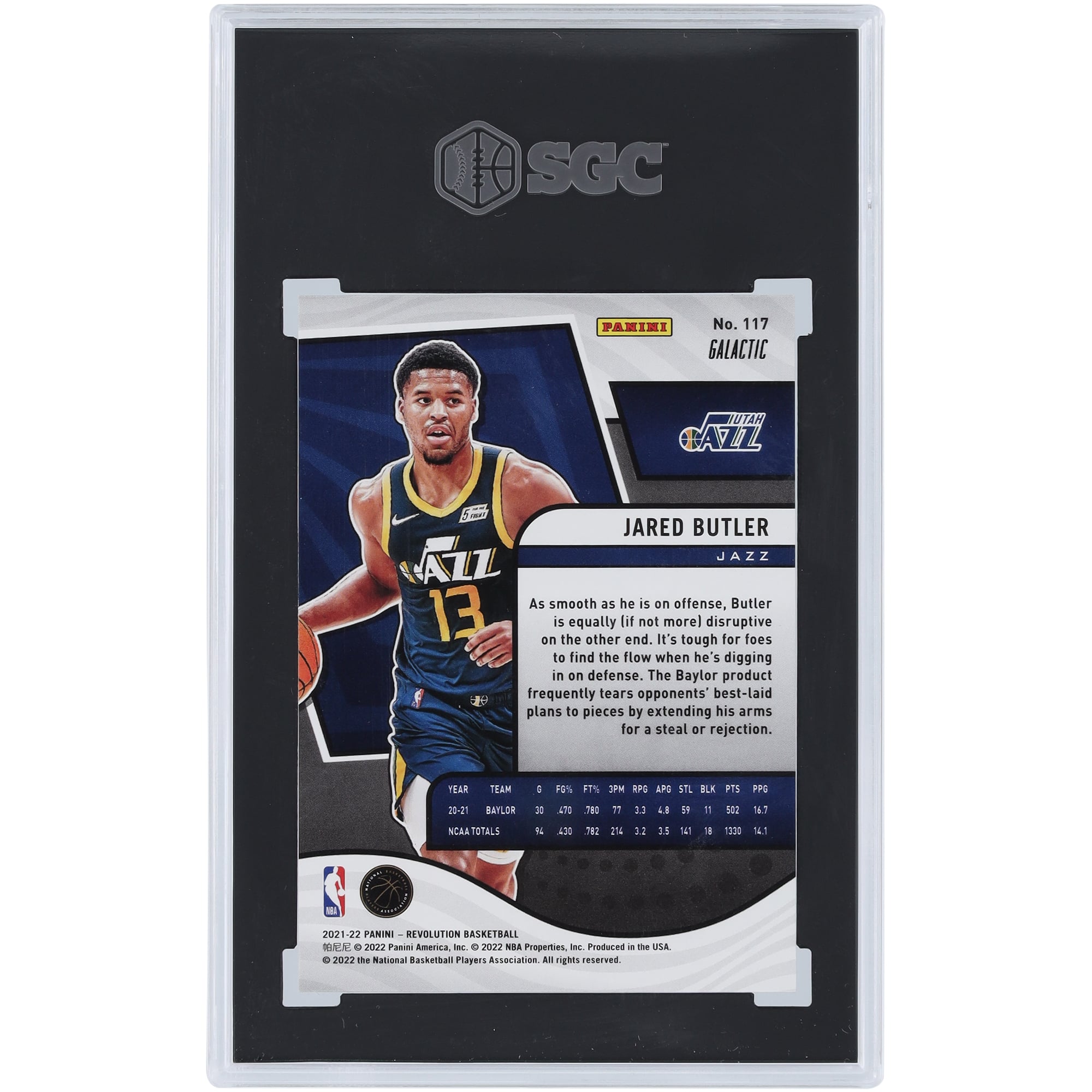 Jared Butler Utah Jazz 2022-23 Panini Revolution Galactic #117 SGC Authenticated 10 Rookie Card