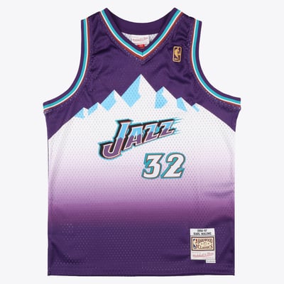 Karl Malone Utah Jazz 1996-97 Mitchell & Ness Purple Road Swingman Jersey
