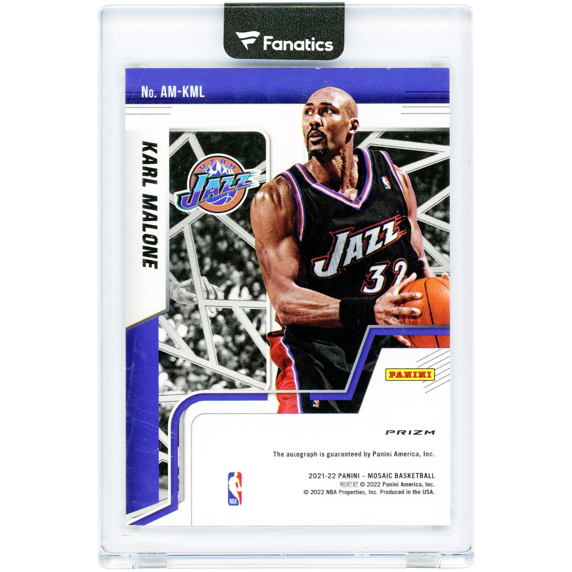 Carte autographiée de Karl Malone (Utah Jazz) 2021-22 Panini Mosaic Rouge et Jaune Fusion Choice Prizm #AM-KML
