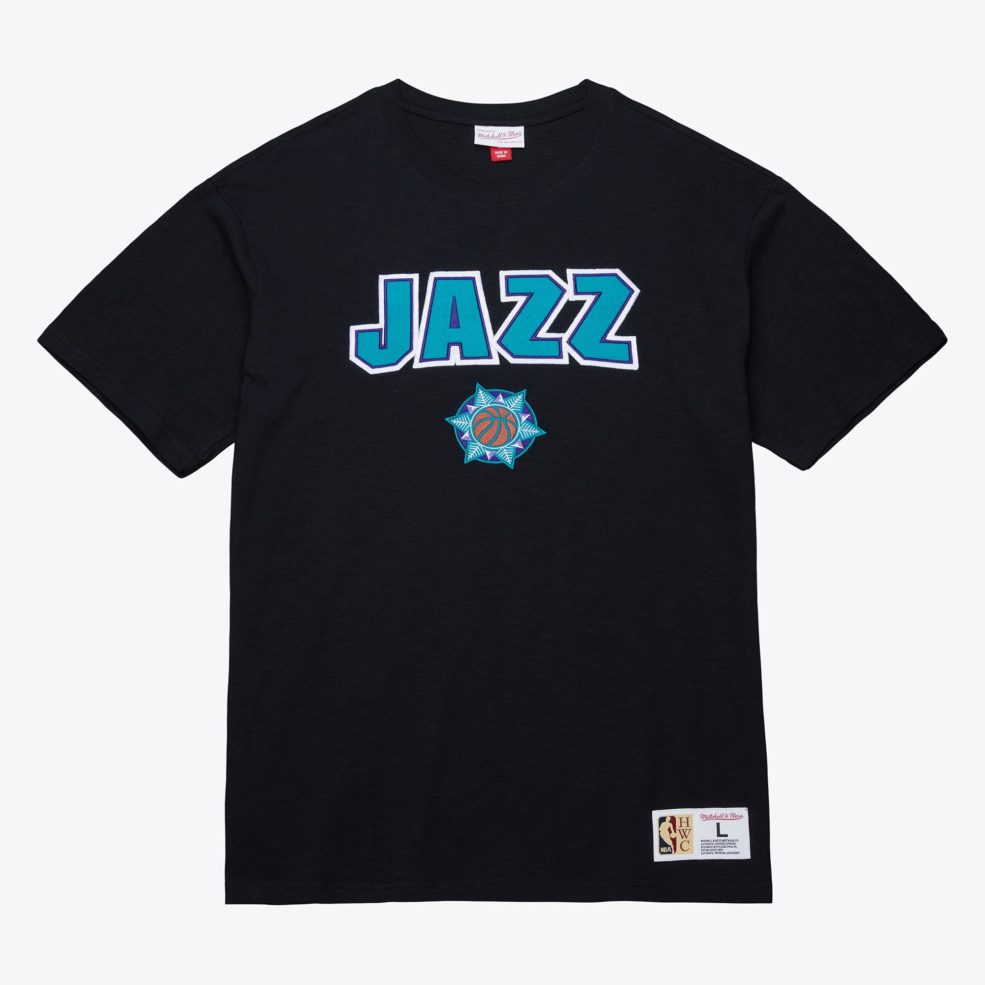 T-shirt Mitchell & Ness noir pour homme, collection Utah Jazz Hardwood Classics Legendary Slub