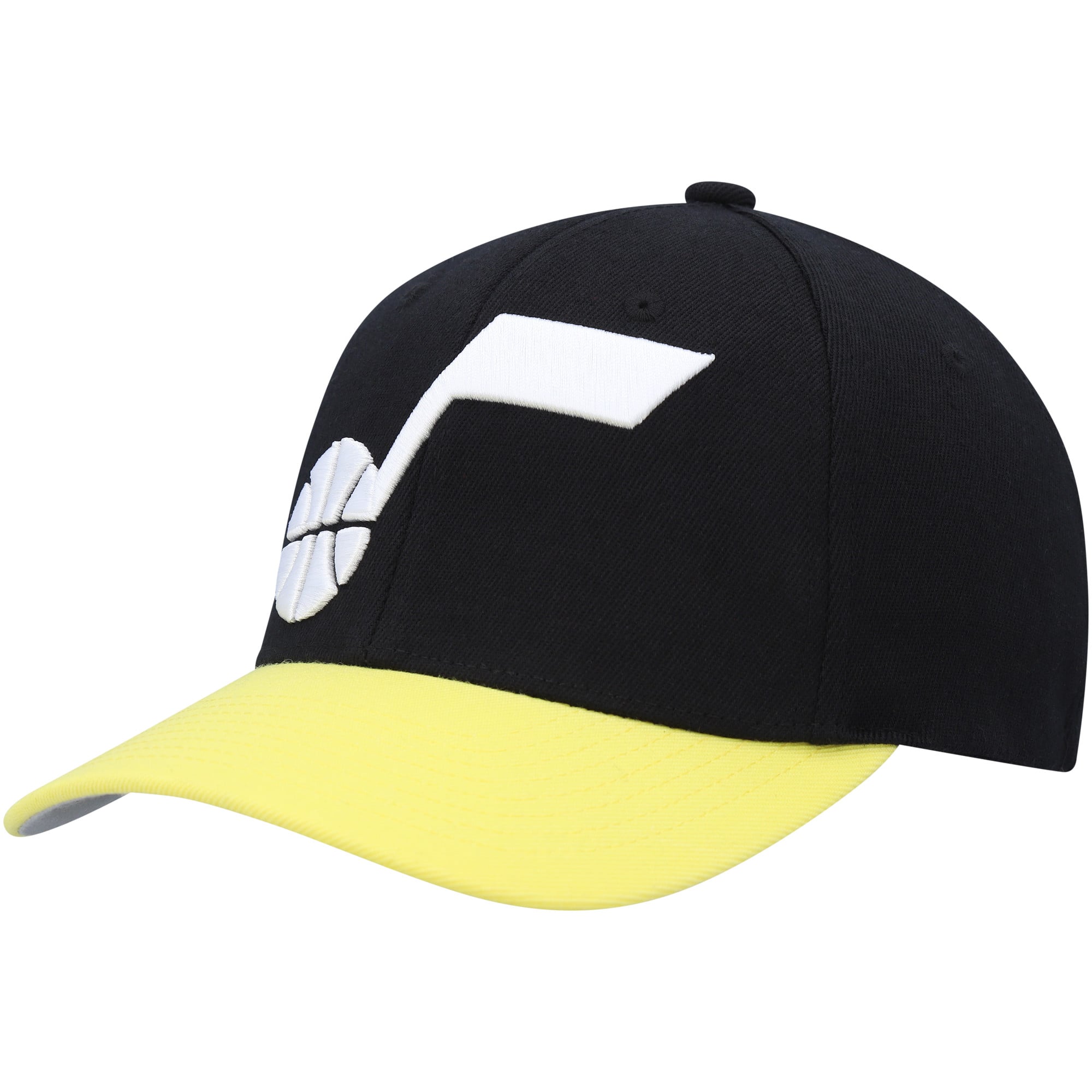 Men's Utah Jazz Mitchell & Ness Black/Gold MVP Team Two-Tone 2.0 Stretch-Snapback Hat