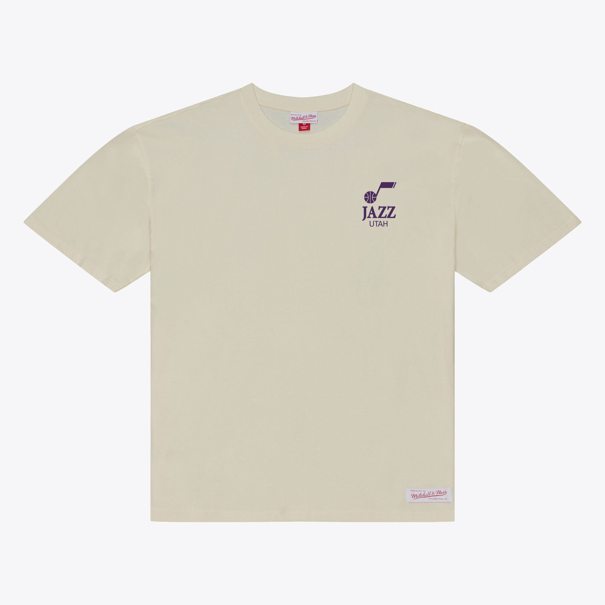 T-shirt Mitchell & Ness crème Utah Jazz Core Essentials pour homme