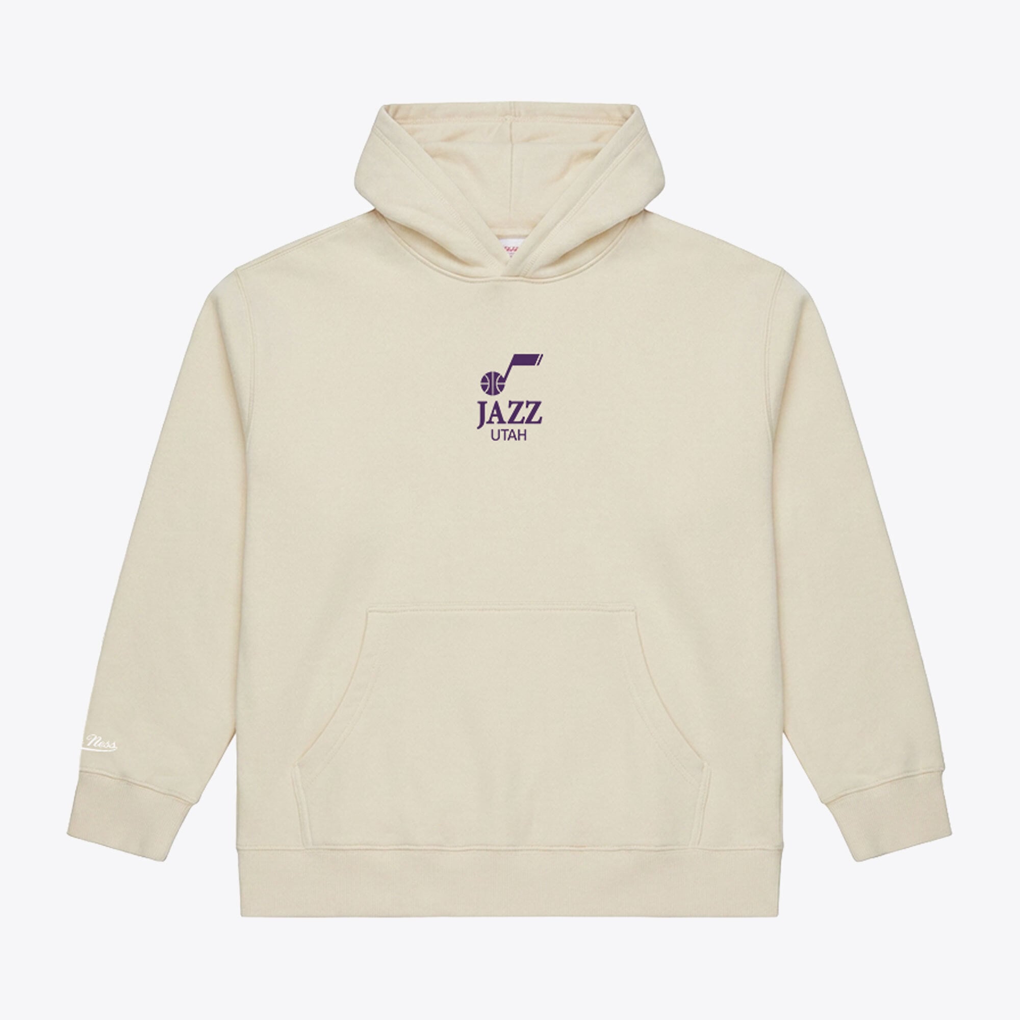 Sweat à capuche en polaire crème Mitchell & Ness Utah Jazz pour homme
